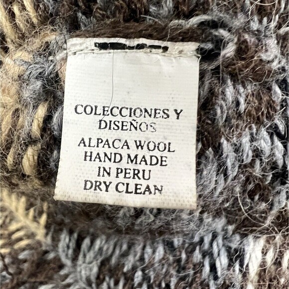 Peruvian Alpaca Connection 100% Alpaca Cardigan Sweater Artsy Boho Tribal XL - Picture 10 of 16